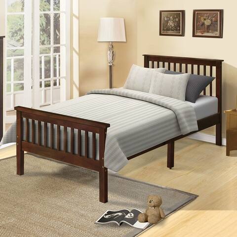 Wood Platform Bed Twin Bed with Headboard and Footboard