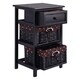 3-Layer Nightstand Bed Side Table Storage Units with 2Rattan Drawers - Thumbnail 5