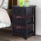 3-Layer Nightstand Bed Side Table Storage Units with 2Rattan Drawers - Thumbnail 2