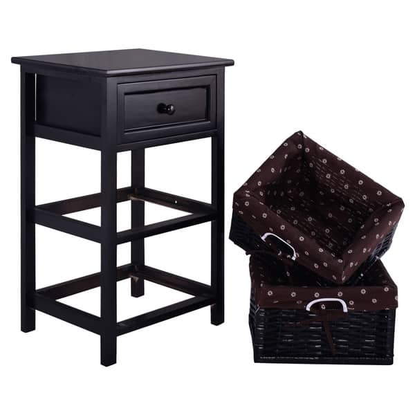 Shop Copper Grove Jurby 3 Tier Nightstand With 2 Rattan Drawers Overstock 30551423