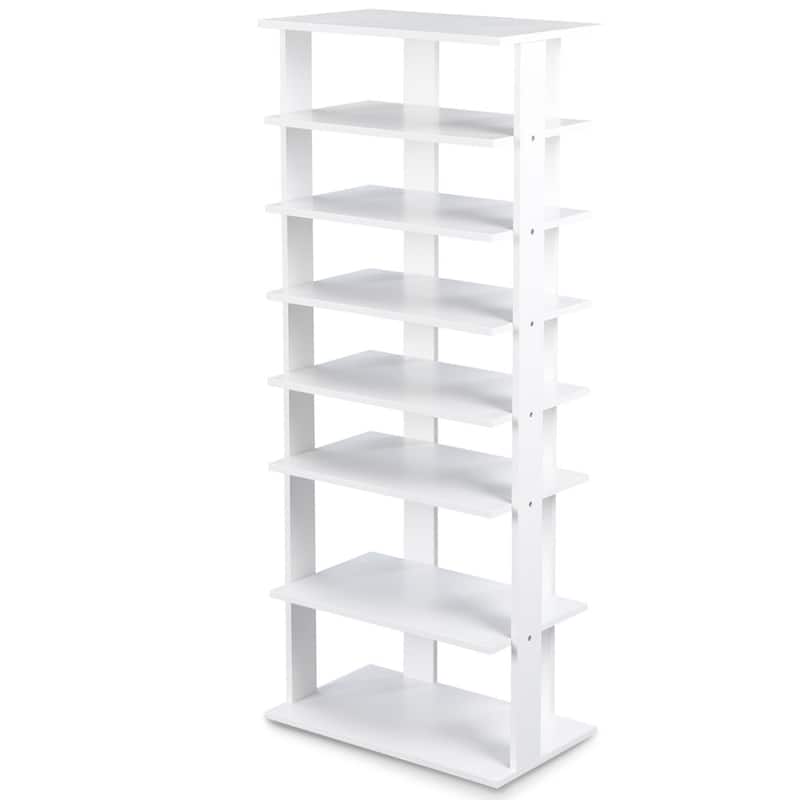 7-Tier Shoe Rack Storage Chest Organizer Free Standing Shelves - White