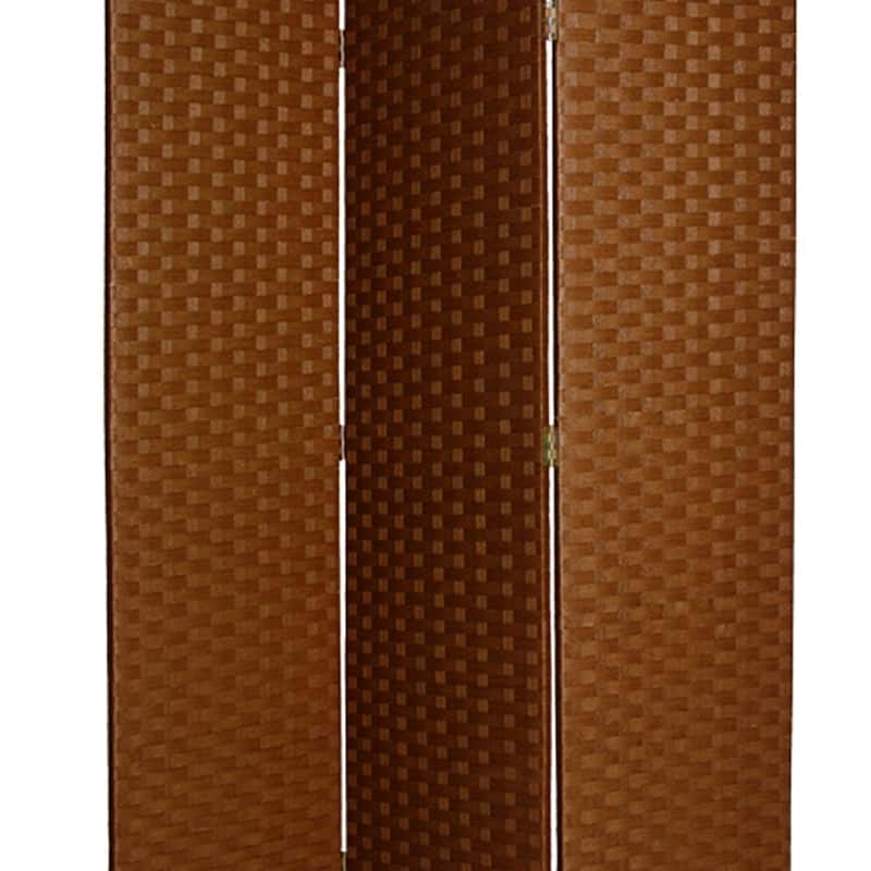 Wooden Foldable 3 Panel Room Divider with Streamline Design, Dark Brown