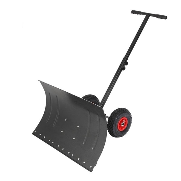 Heavy Duty Adjustable Manual Snowplough Snow Thrower Shover with Wheels for Yard