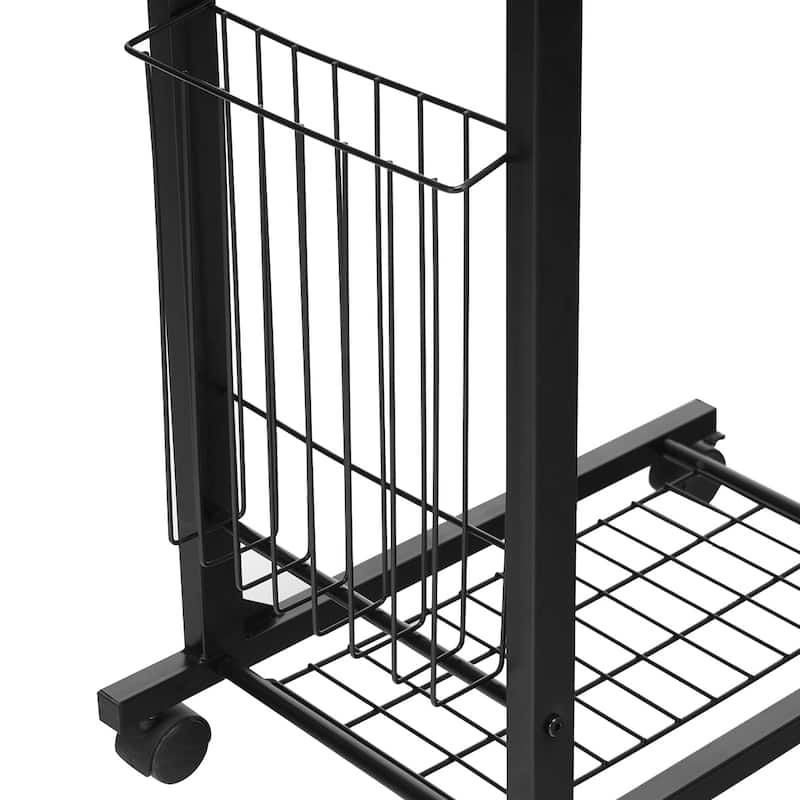 Porch & Den Mitchum Black Steel Rolling Adjustable C-shaped End Table