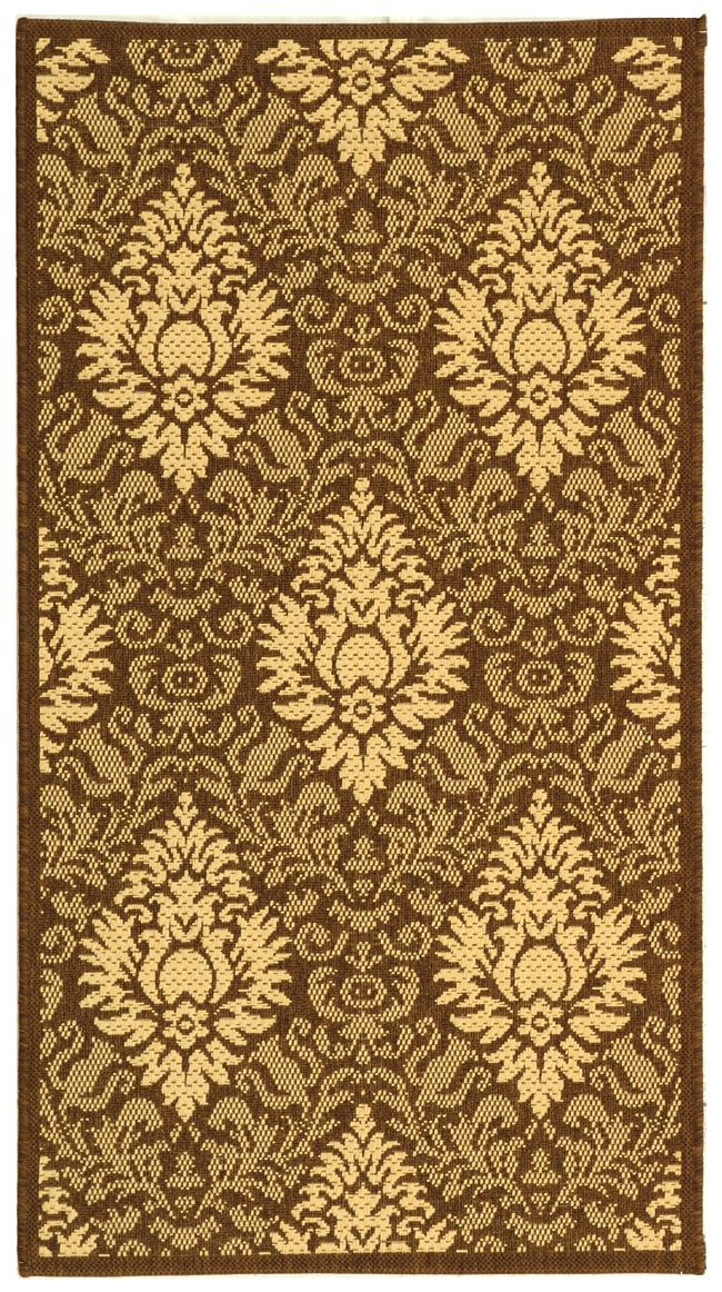 Indoor/ Outdoor Crescent Chocolate/ Natural Rug (27 X 5) (BrownPattern FloralMeasures 0.25 inch thickTip We recommend the use of a non skid pad to keep the rug in place on smooth surfaces.All rug sizes are approximate. Due to the difference of monitor c