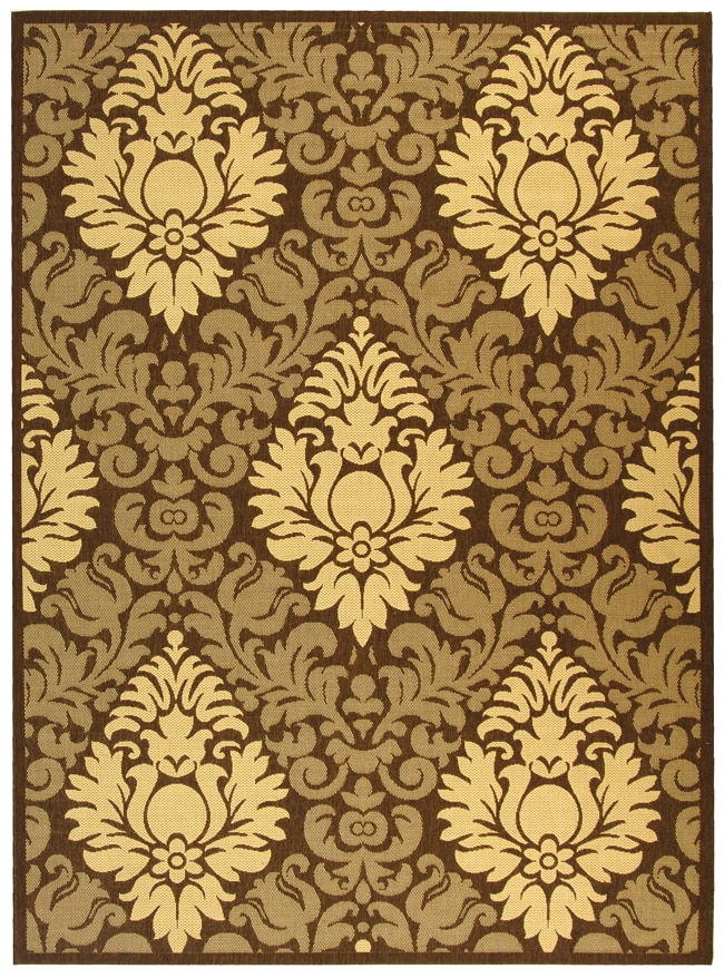 Indoor/ Outdoor Crescent Chocolate/ Natural Rug (710 X 11) (BrownPattern FloralMeasures 0.25 inch thickTip We recommend the use of a non skid pad to keep the rug in place on smooth surfaces.All rug sizes are approximate. Due to the difference of monitor