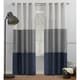 preview thumbnail 12 of 38, Porch & Den Birdsview Striped Faux Silk Grommet Top Curtain Panel Pair 54x108 - Navy/Grey