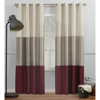 Porch & Den Birdsview Striped Faux Silk Grommet Top Curtain Panel Pair