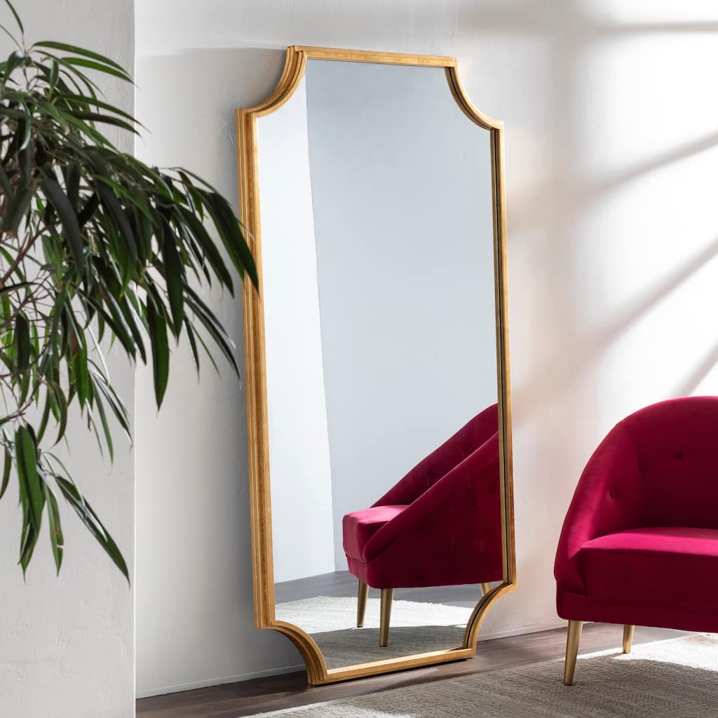Valnwy Gilded Scalloped Edge Leaning Mirror - 40" x 75"