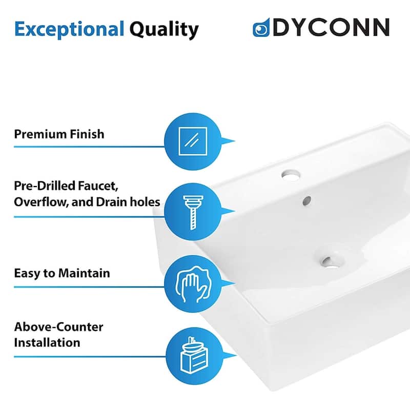 Dyconn Faucet Above Counter Bathroom Ceramic Vessel Sink