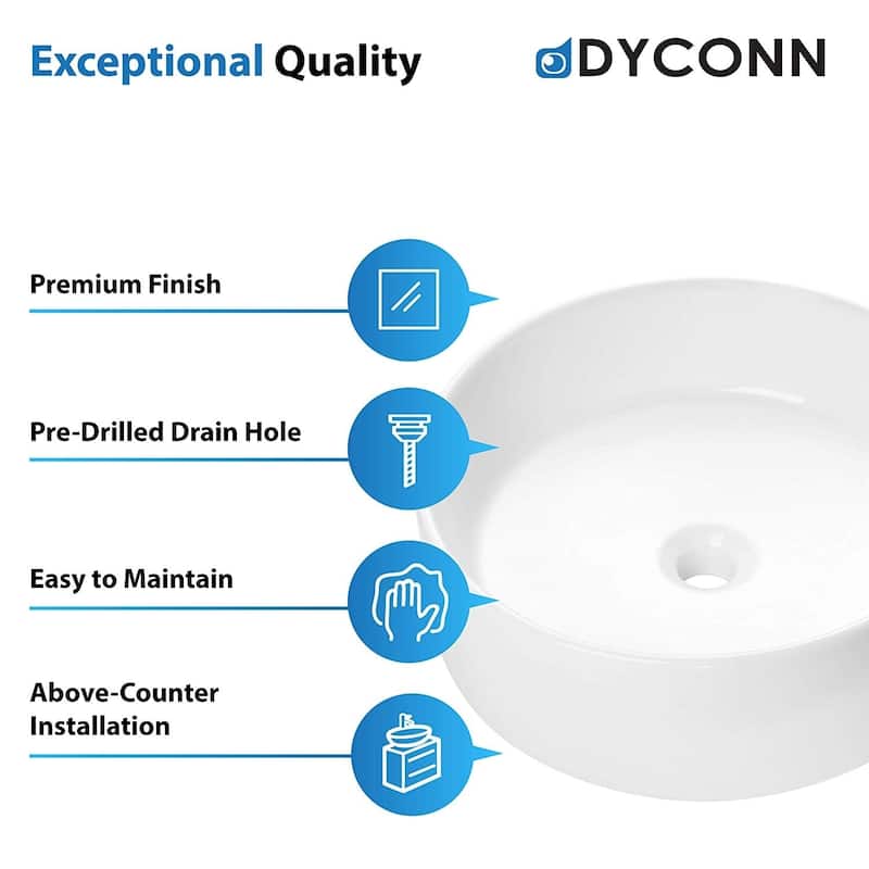 Dyconn Faucet Above Counter Bathroom Ceramic Vessel Sink