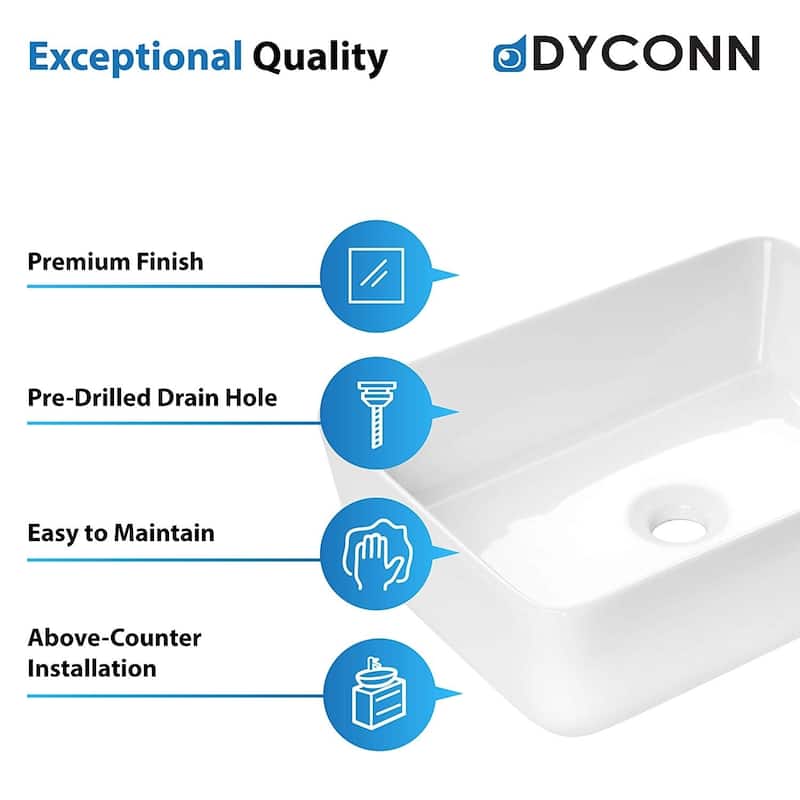 Dyconn Faucet Above Counter Bathroom Ceramic Vessel Sink