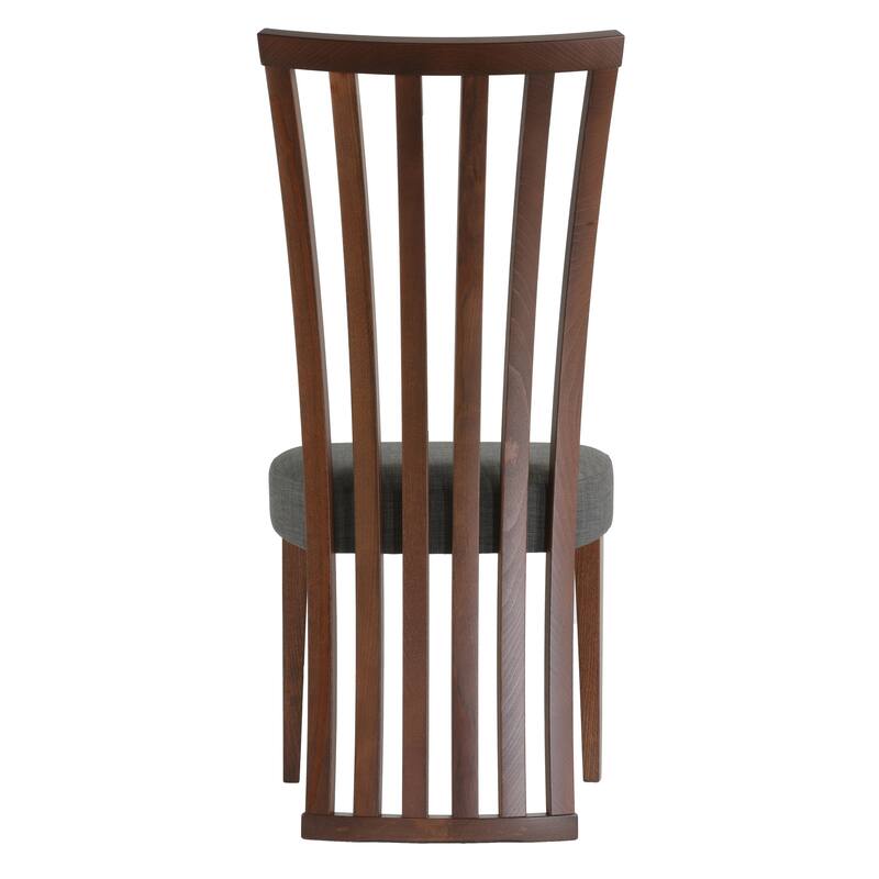 Cortesi Home Ingrid Dining Chair in Charcoal Fabric, Walnut Finish (Set of 2)