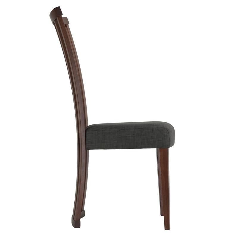 Cortesi Home Ingrid Dining Chair in Charcoal Fabric, Walnut Finish (Set of 2)