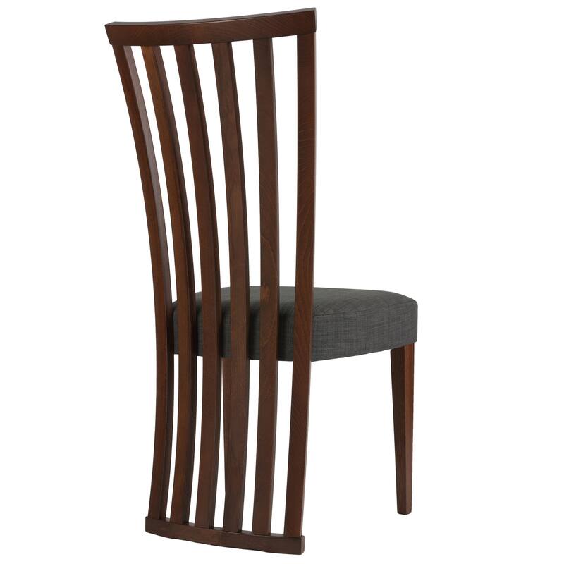 Cortesi Home Ingrid Dining Chair in Charcoal Fabric, Walnut Finish (Set of 2)