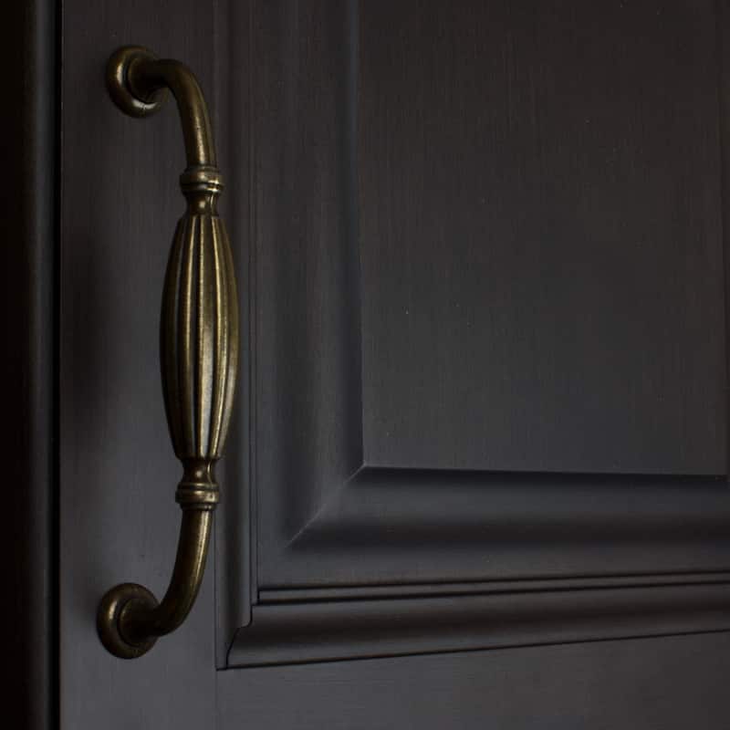 GlideRite 5-Pack 5 in. Center Antique Fluted Cabinet Pulls - Antique Brass