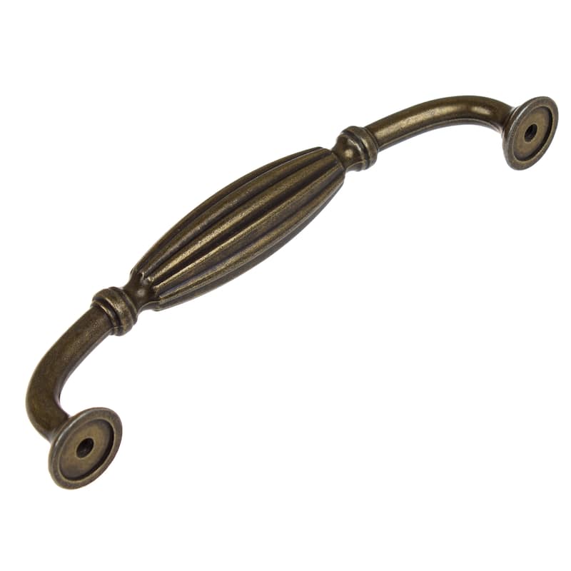 GlideRite 5-Pack 5 in. Center Antique Fluted Cabinet Pulls - Antique Brass