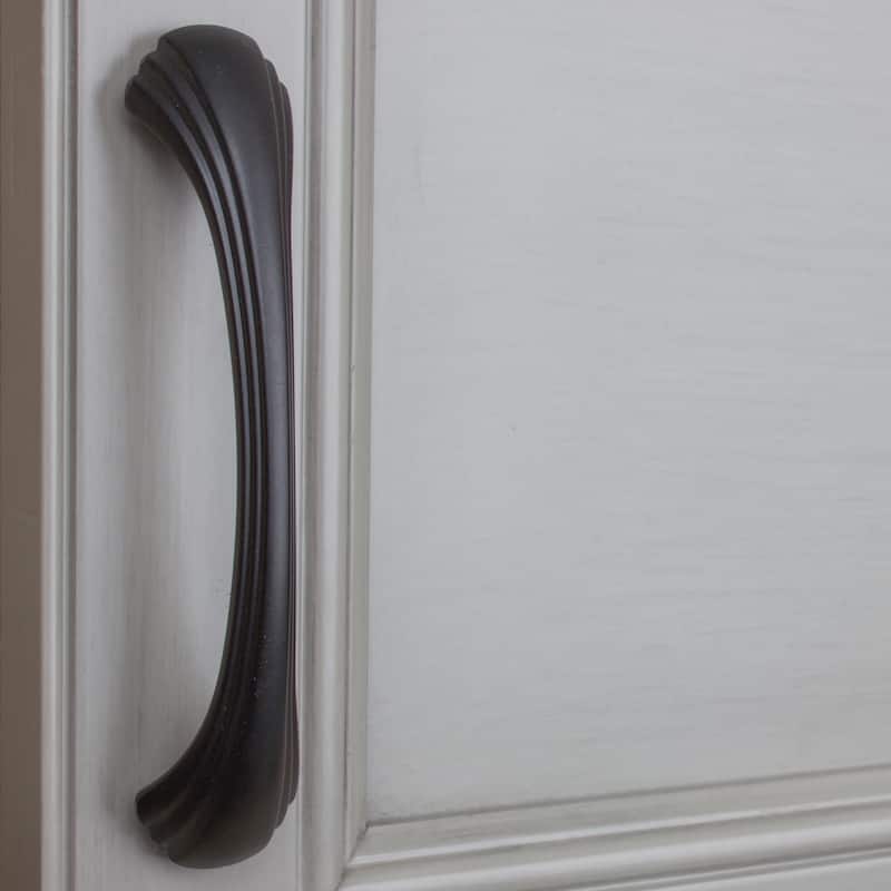 GlideRite 5-Pack 4-9/16 in. Center Matte Black Classic Shell Cabinet Pull - Matte Black