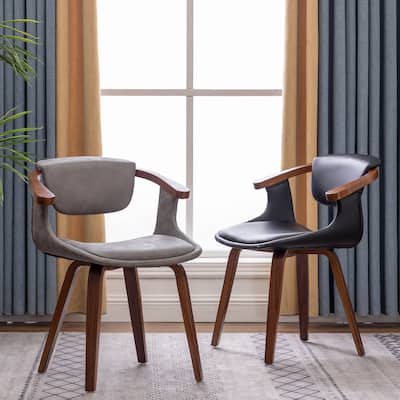 Carson Carrington Ydermossa PU Leather & Wood Upholstered Dining Armchair (Set 2)