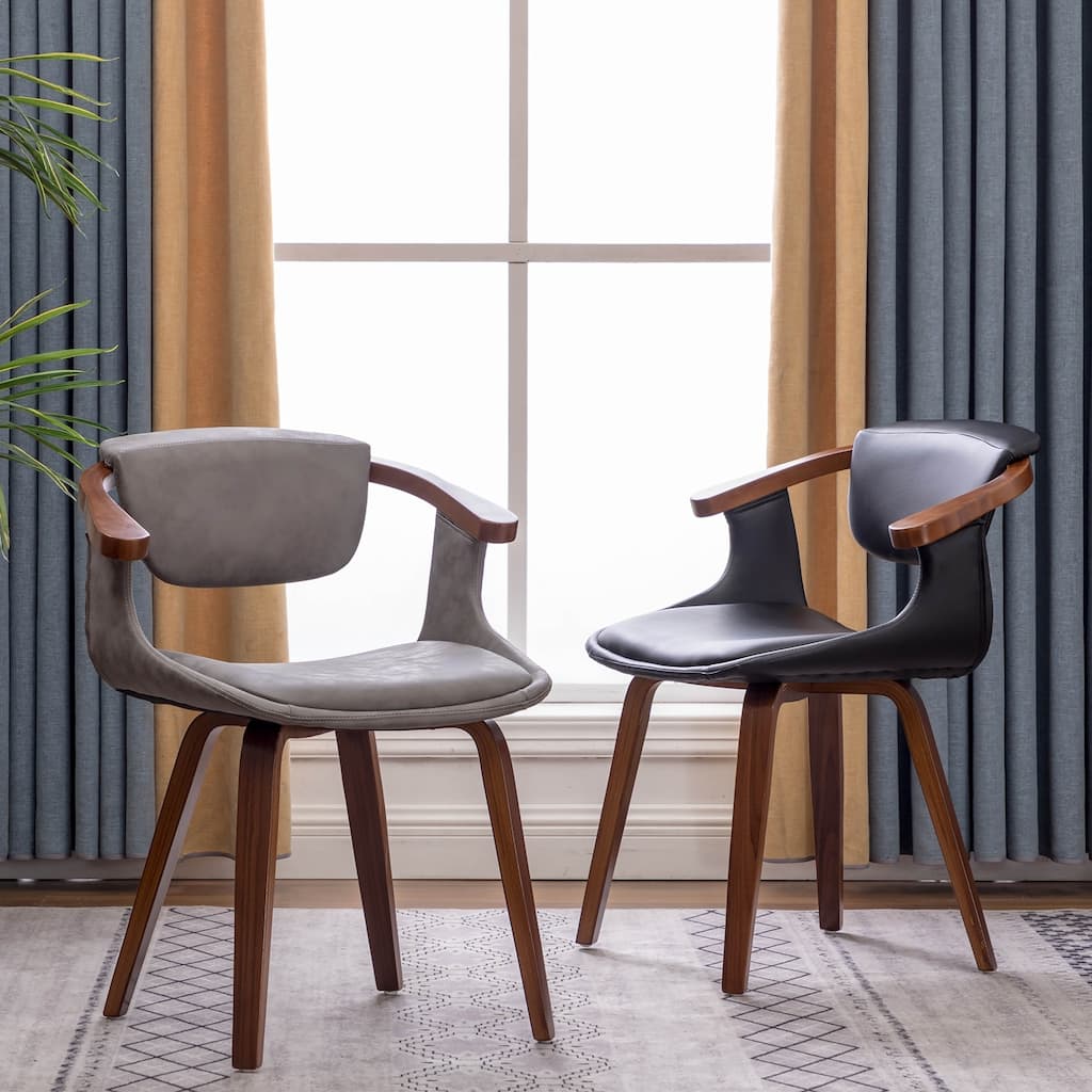 Carson Carrington Ydermossa PU Leather & Wood Upholstered Dining Armchair (Set 2)