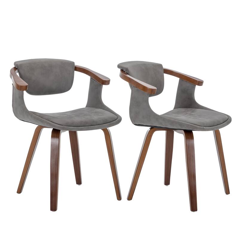 Carson Carrington Ydermossa PU Leather & Wood Upholstered Dining Armchair (Set 2) - Grey