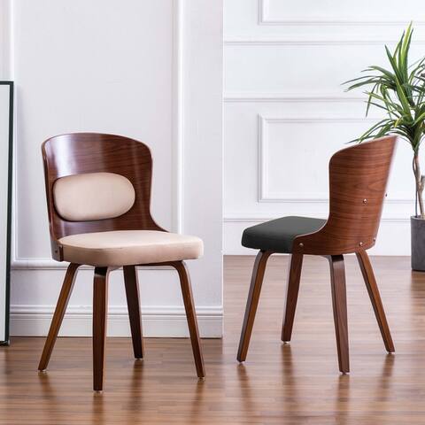 Lagol Curved Back Wood Dining Side Chair Micorsuede Padding (Set 2)