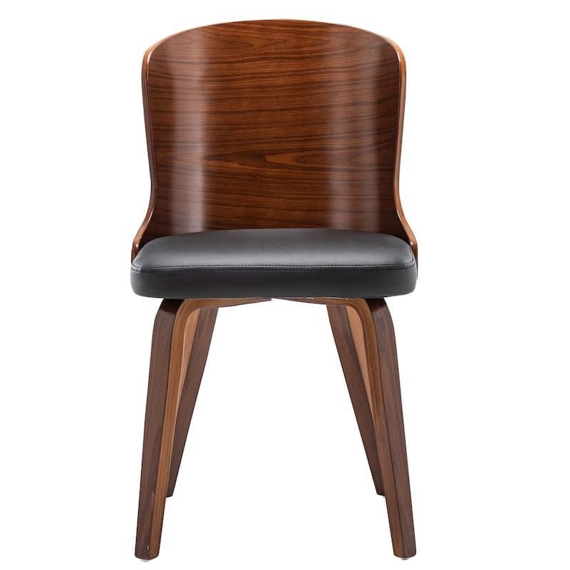 Punpa Curved Wood Dining Side Chair PU Leather Padded Seats (Set 2)