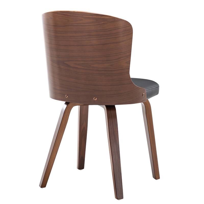 Punpa Curved Wood Dining Side Chair PU Leather Padded Seats (Set 2)