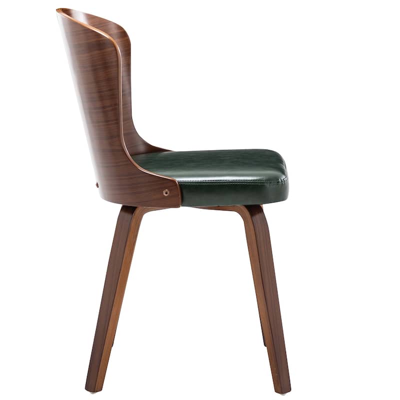 Punpa Curved Wood Dining Side Chair PU Leather Padded Seats (Set 2)