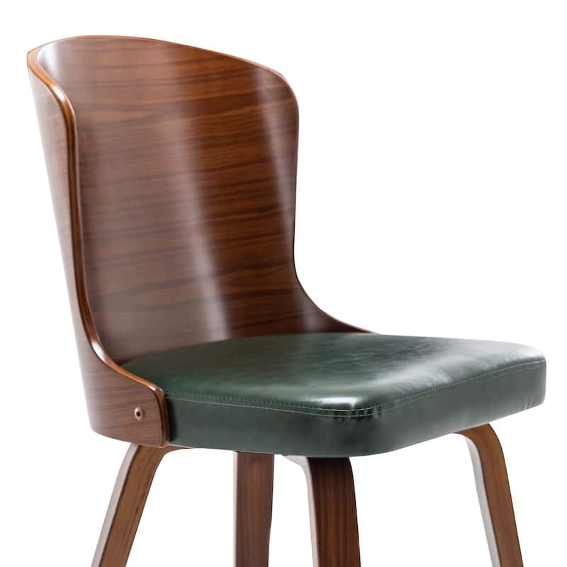 Punpa Curved Wood Dining Side Chair PU Leather Padded Seats (Set 2)