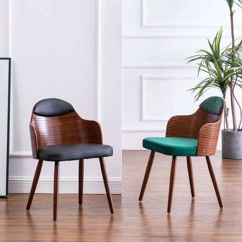 Berlan Padded Dining Side Chairs Grooved Wood Back (Set 2)