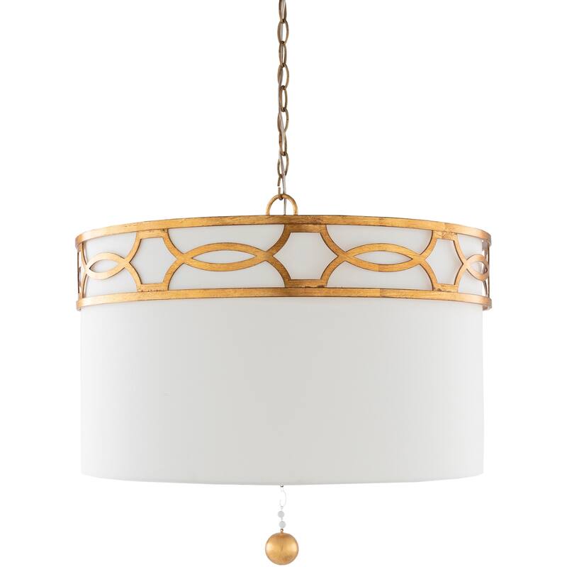 Fletcher Traditional Gilded Scroll 3-Light Pendant - Gold/White - 16.5"H x 23"W x 23"D
