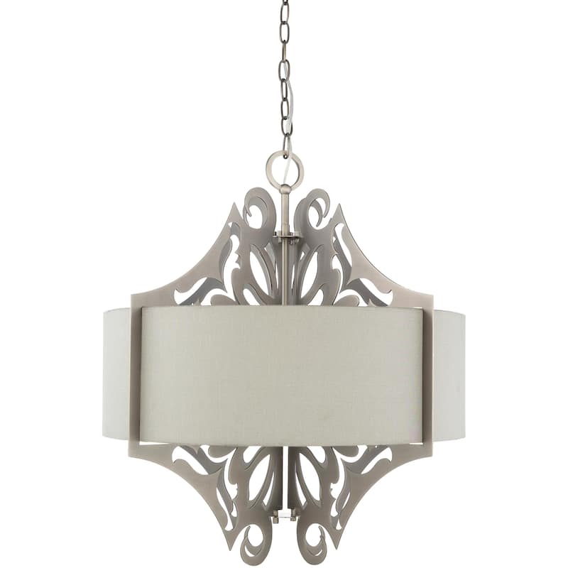 Roxton Modern Damask Metal 3-Light Pendant - Grey - 25.5"H x 22.25"W x 22.25"D