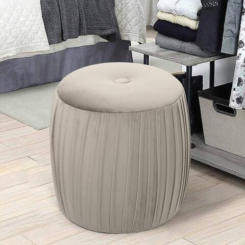 Adeco Round Fabric Upholstered Ottoman Stool