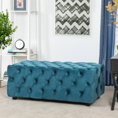 Adeco Velvet Button Tufted Cocktail Ottoman Table