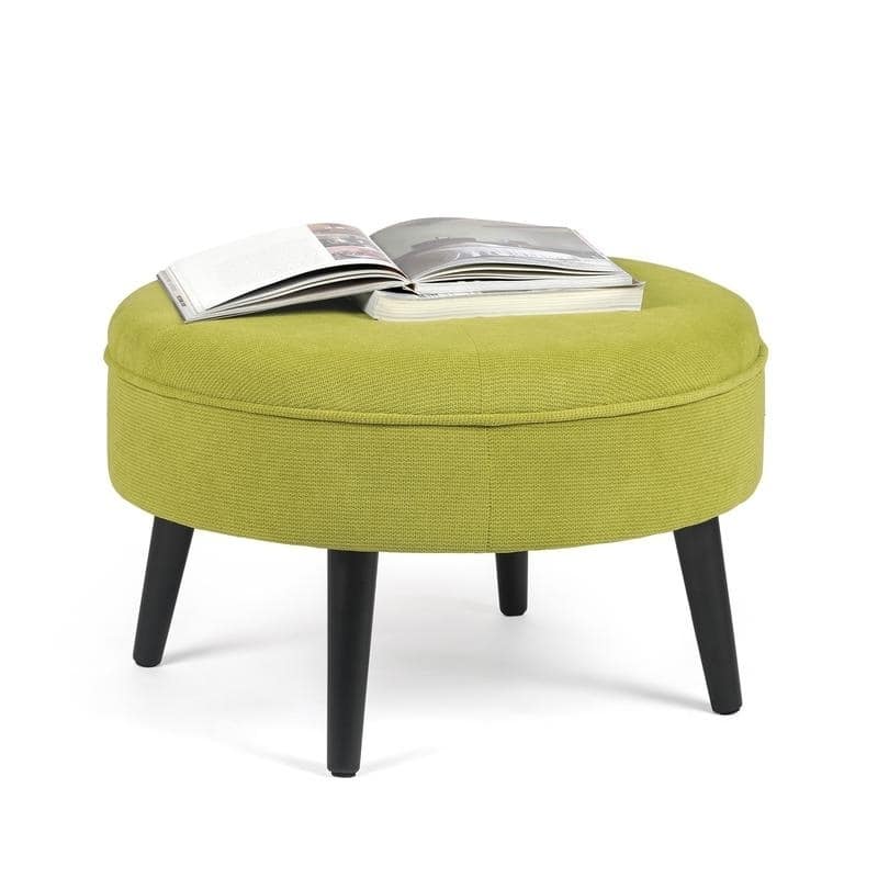 Adeco 23" Ottoman Fabric Round Foot Rest Stool
