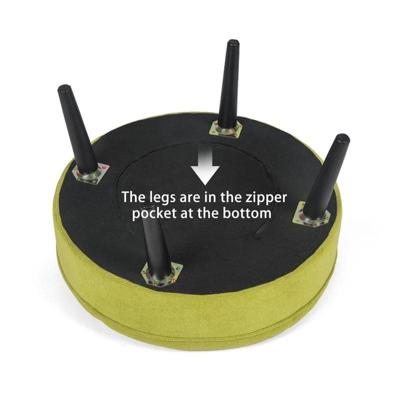 Adeco 23" Ottoman Fabric Round Foot Rest Stool