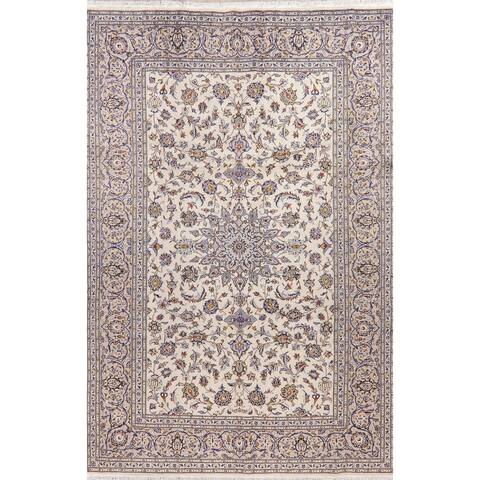 Decorative Floral Kashan Persian Area Rug Handmade Oriental Carpet - 6'5" x 9'8"