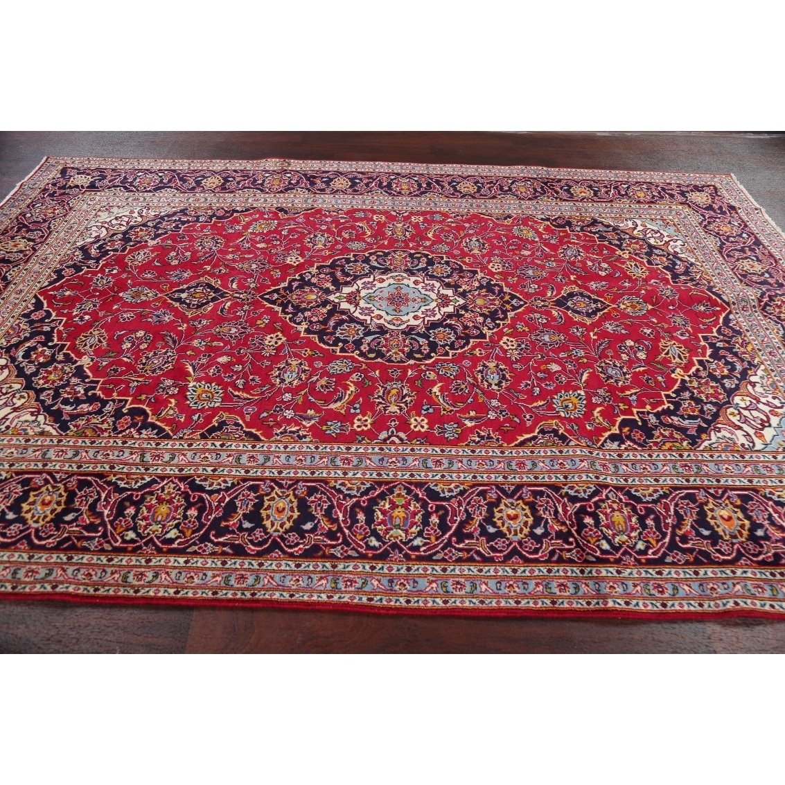 Red Floral Kashan Persian Area Rug Handmade Traditional Carpet 6 9 X 9 11 On Sale Overstock 30563254