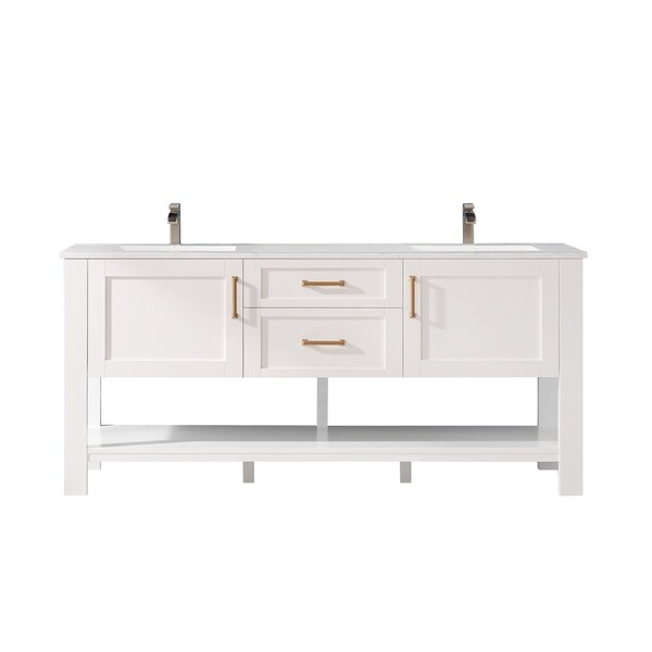 Shop Grayson 72" Double Vanity in White with Artificial Fine white