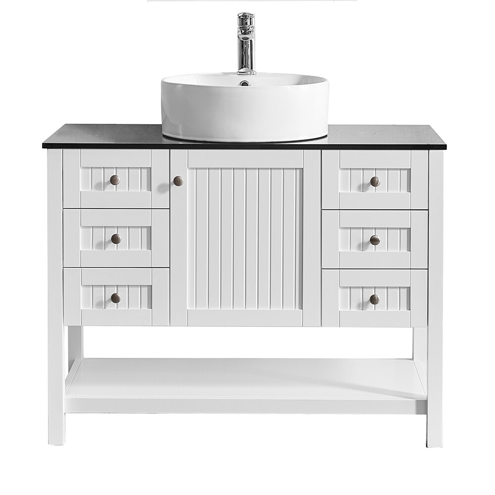 Shop Modena 42 Vanity In White With Glass Countertop With White