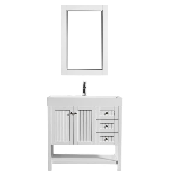 Pavia 36" Single Vanity in White with Acrylic under-mount Sink With Mirror