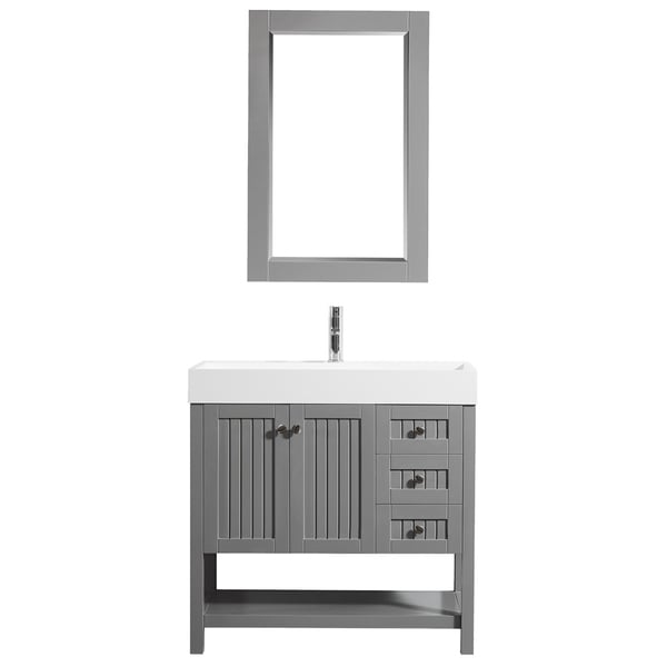 Pavia 36" Single Vanity in Grey with Acrylic under-mount Sink With Mirror