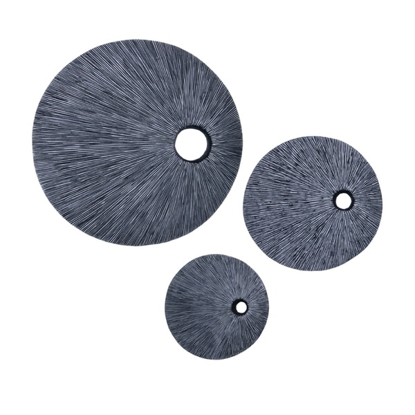 Ribbed Round Sandstone Wall Decor with Cut Out Near the Edge, Medium, Gray - 6 x 12. Opens flyout.