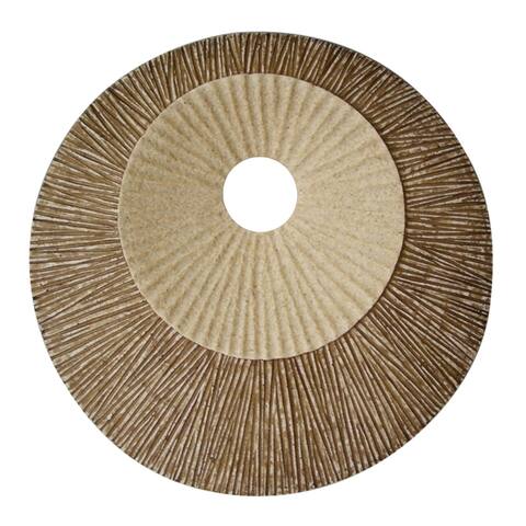Round and Ribbed Double Layer Sandstone Wall Art, Large, Brown and Beige - 6 x 12
