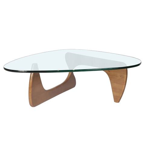 Merax Noguchi Style Coffee Table with Triangle Tempered Glass Top