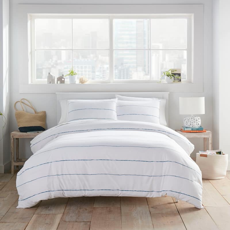 City Scene Tideline Navy Duvet Cover Set - Tideline - Full - Queen
