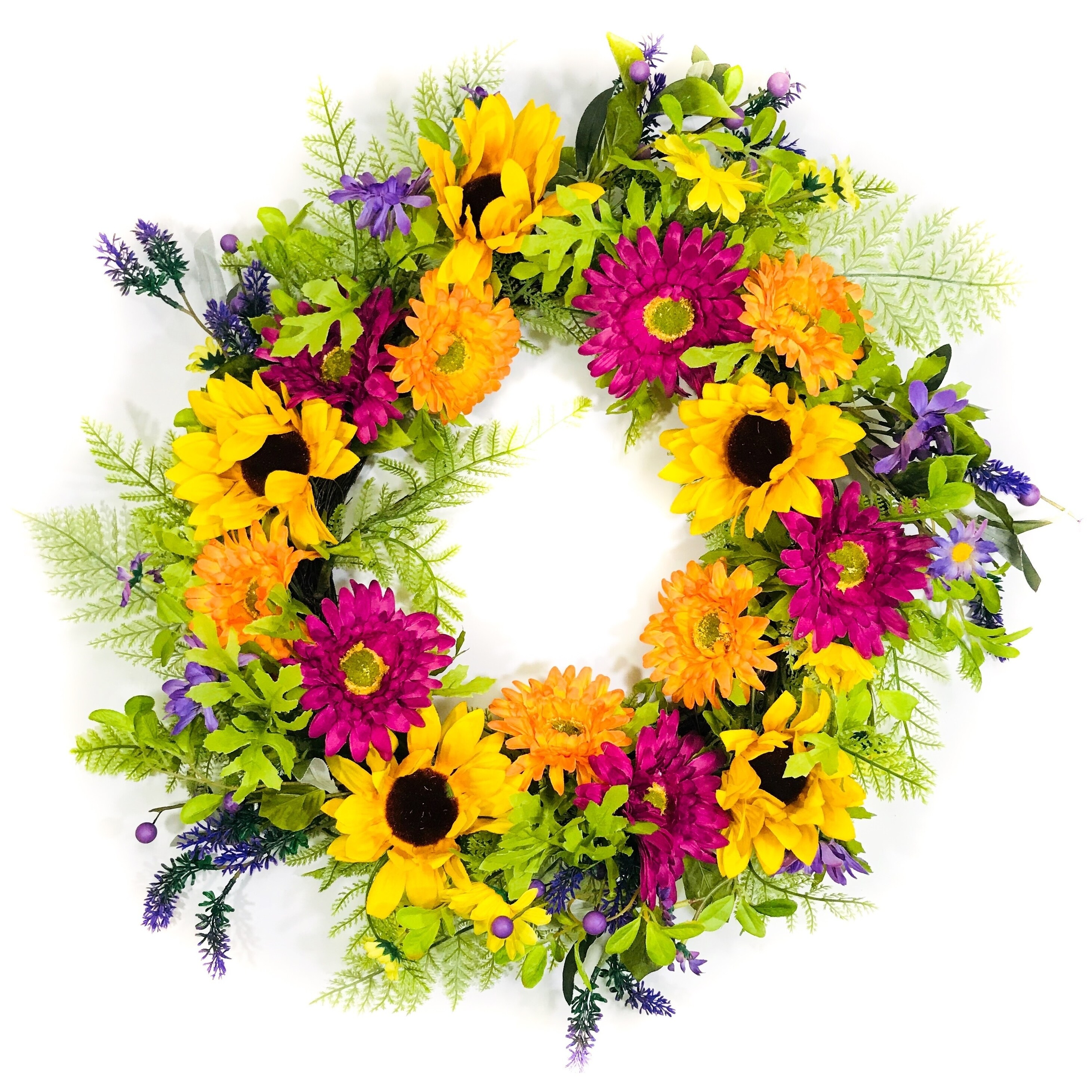 22-Inch Your Hearts Delight 8F4613 Your Hearts Delight Chrysanthemum with Twig Base Wreath