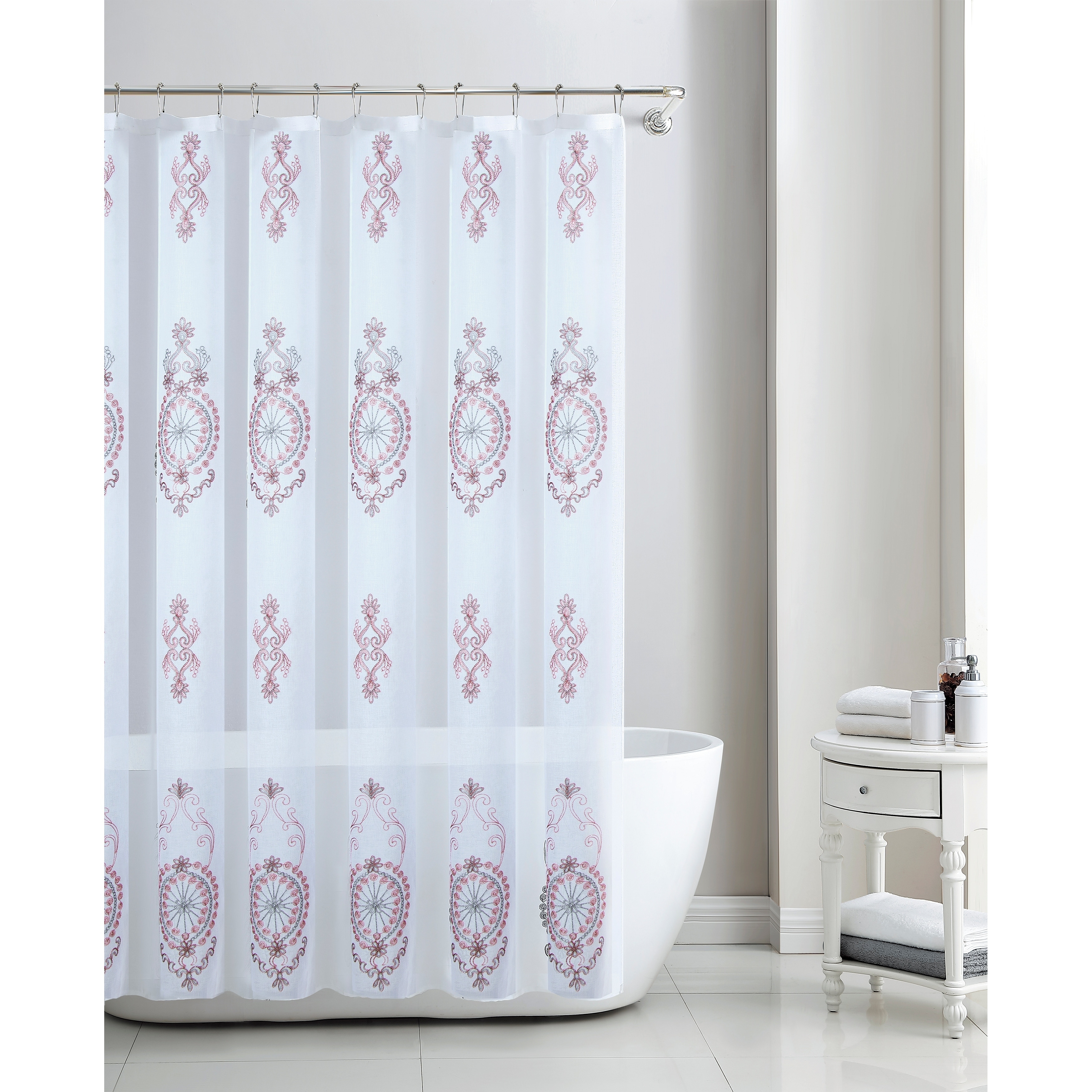 Shop Zena Damask Embroidered Shower Curtain On Sale Free