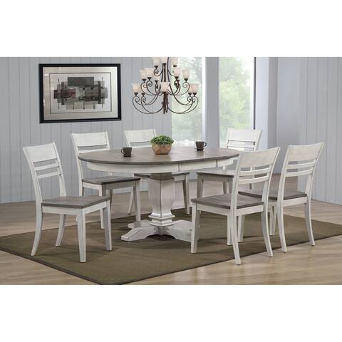 The Gray Barn Avalon 7-piece Transitional Dining Set in Stormy White and Ash